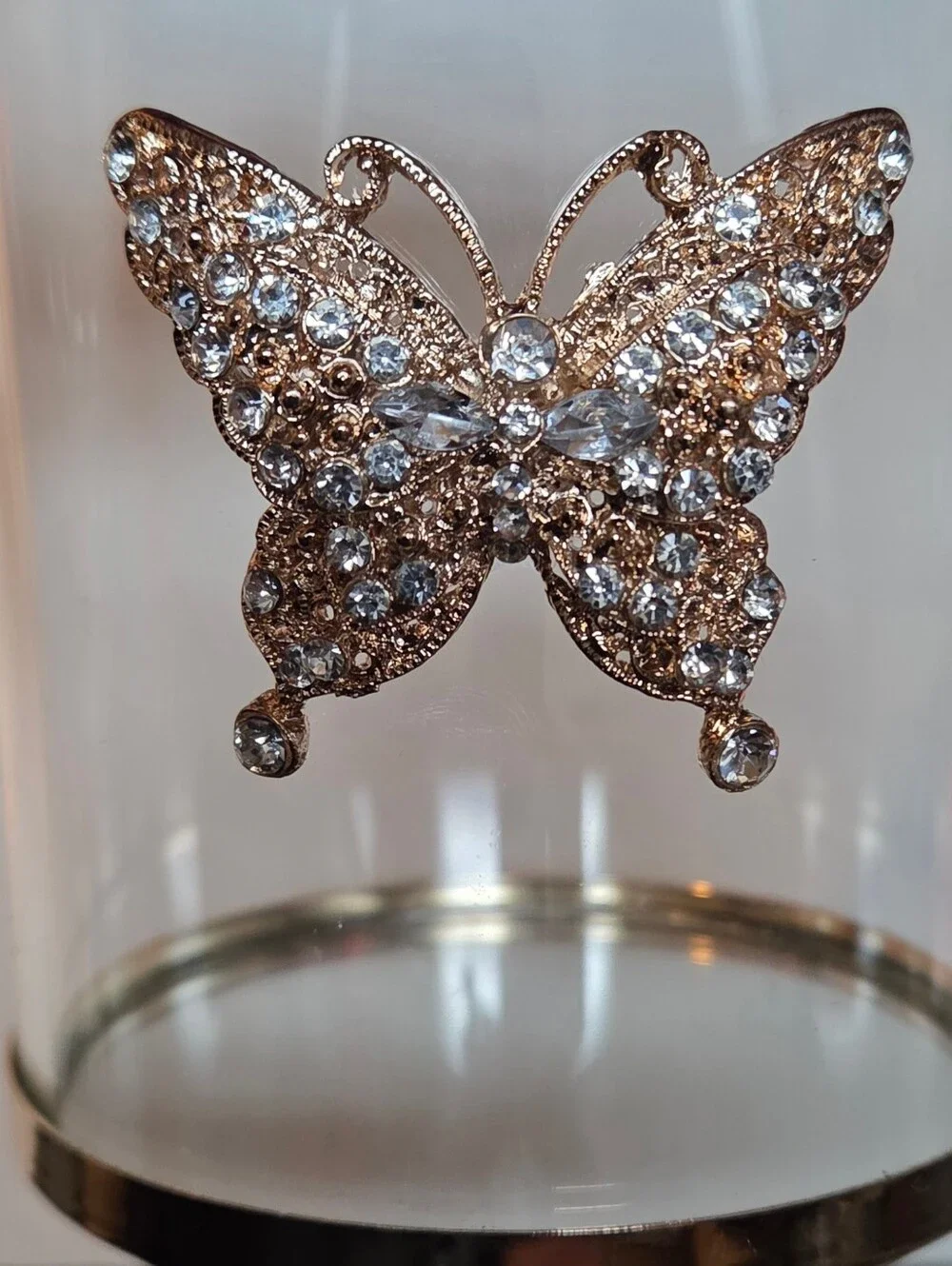 Bath & Body Works Butterfly Glass Cloche Pedestal Candle Holder Gold Edging - Picture 7 of 8